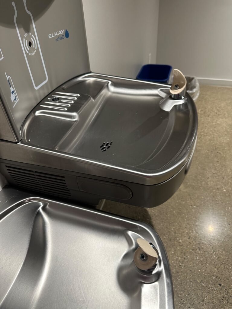 Sanitized stainless-steel drinking fountain – Champion Facility Solutions